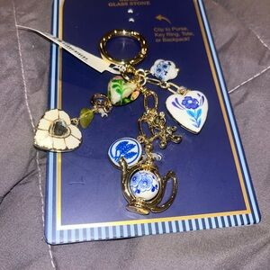 Blue and White Fine China Like Bag Charm